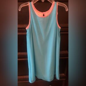 Charming Aqua Dress with Pink Accents